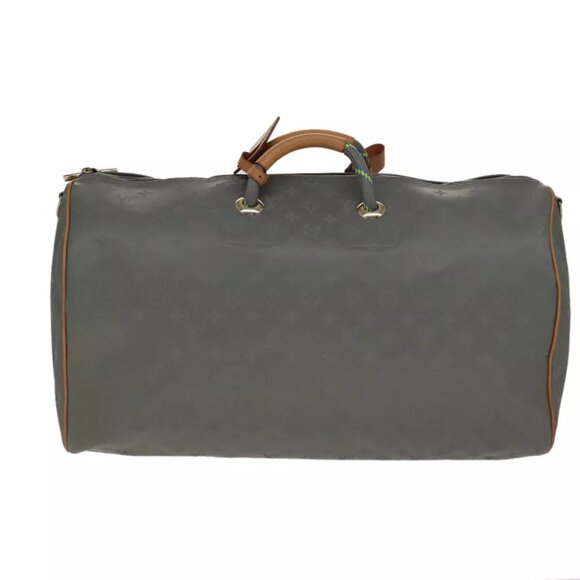 LOUIS VUITTON Titanium Keepall Bandouliere 50 Bag Silver M43886 LV Auth 108706A - Picture 2 of 16
